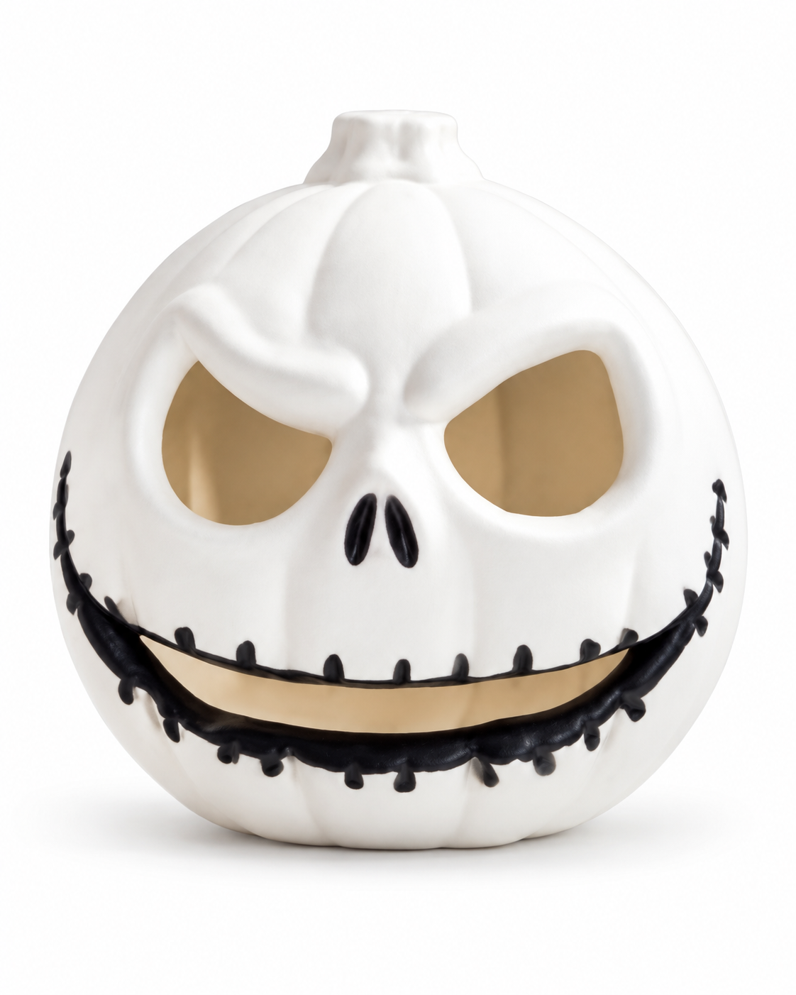 White Angry Skull Pumpkin Decoration