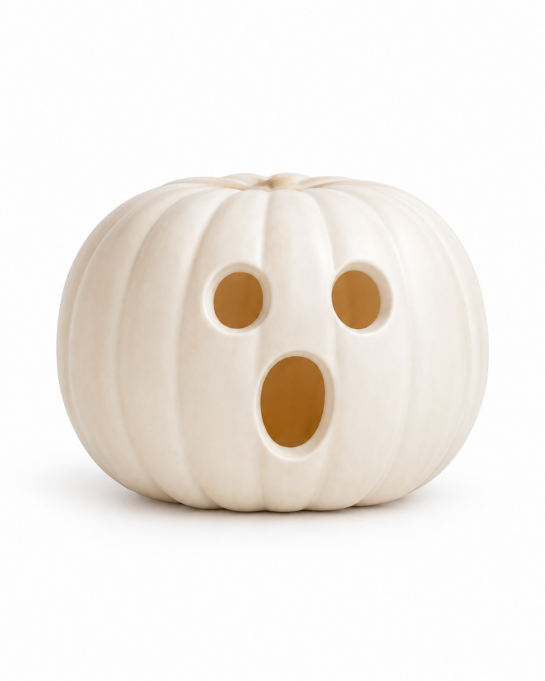White Surprised Ghost Face Pumpkin Decoration