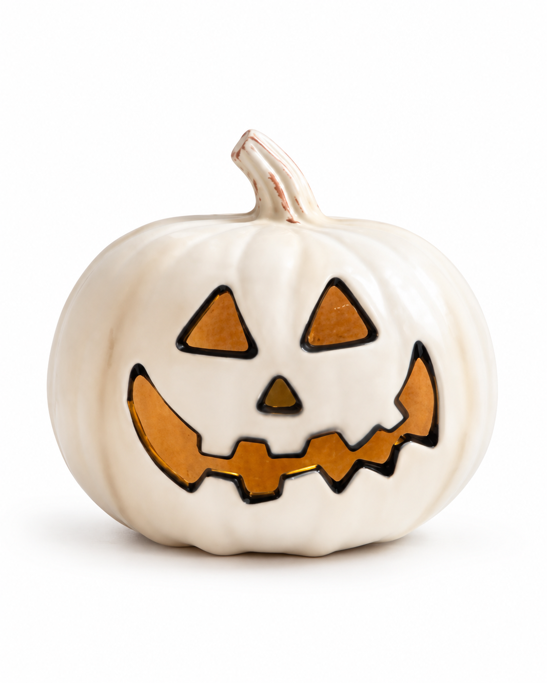 White Crooked Grin Jack-O-Lantern Pumpkin Decoration