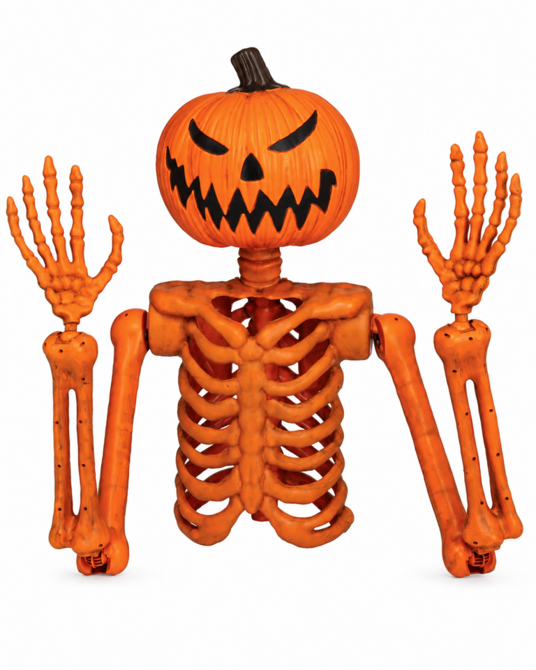 Orange Halloween Pumpkin Skeleton Grave Breaker Prop 1.2m