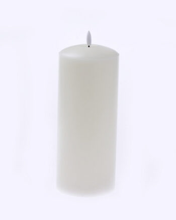 Ivory LED Wax Pillar Candle with 3D Flame – 10cm x 25cm