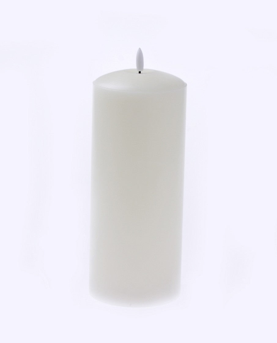 Ivory LED Wax Pillar Candle with 3D Flame – 10cm x 25cm