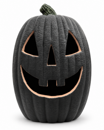 Tall Black Two-Tooth Grin Jack-O-Lantern Pumpkin