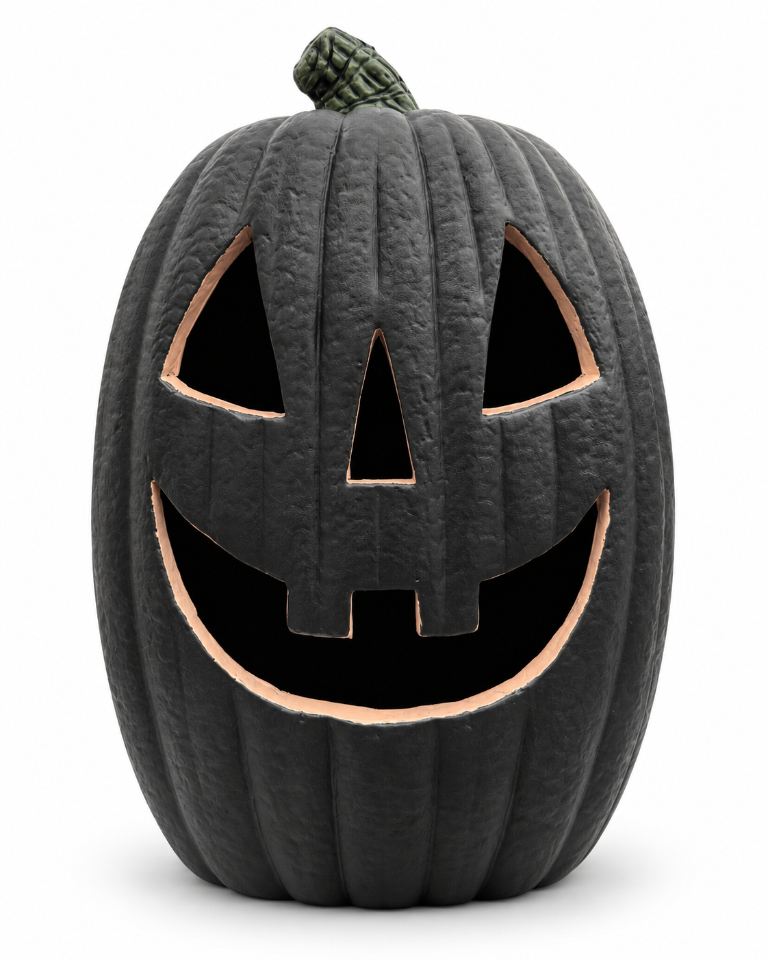 Tall Black Two-Tooth Grin Jack-O-Lantern Pumpkin