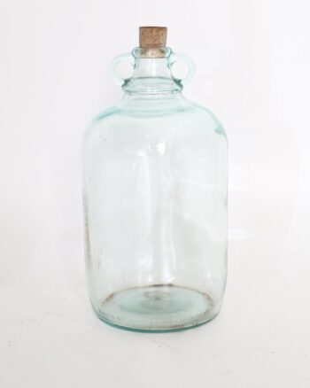 Decorative Blue Glass Twin Handled Bottle with Cork Stopper
