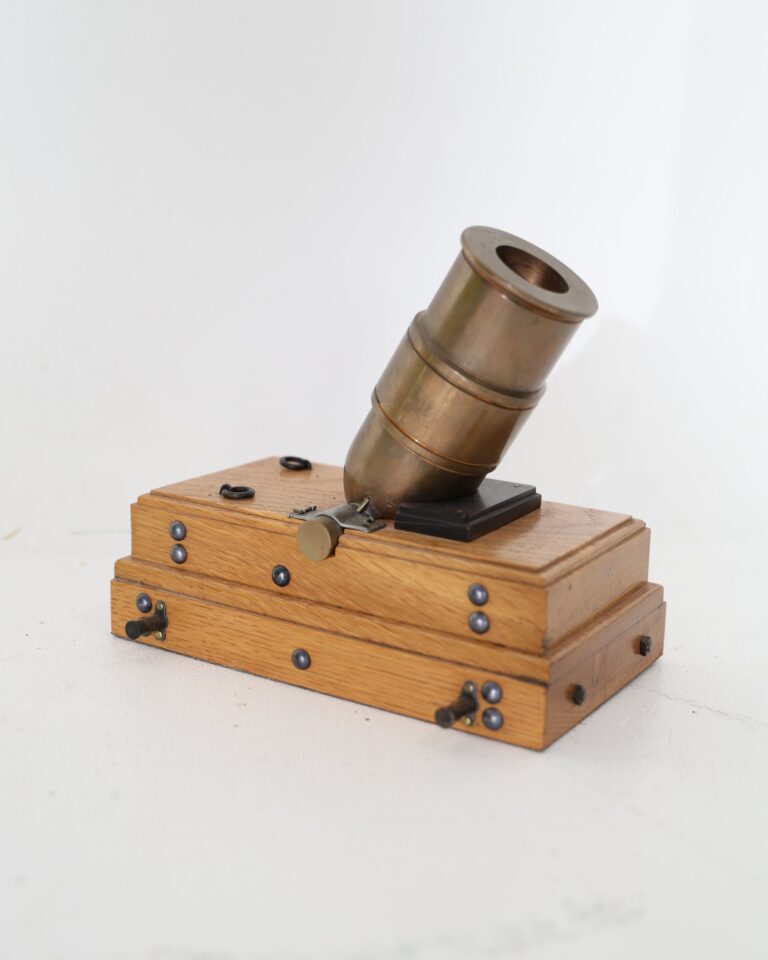Decorative Brass Mortar Cannon on Wooden Base