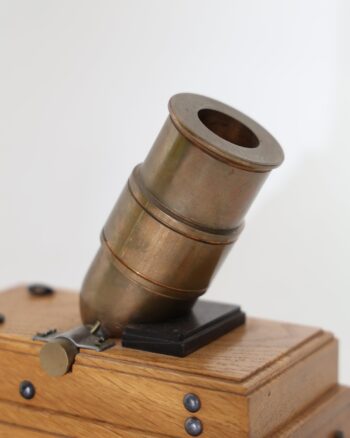 Decorative Brass Mortar Cannon on Wooden Base