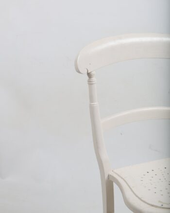 White Painted Wooden Chair with Perforated Seat