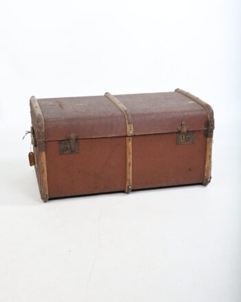 Rustic Bound Wooden Steamer Trunk Storage Chest