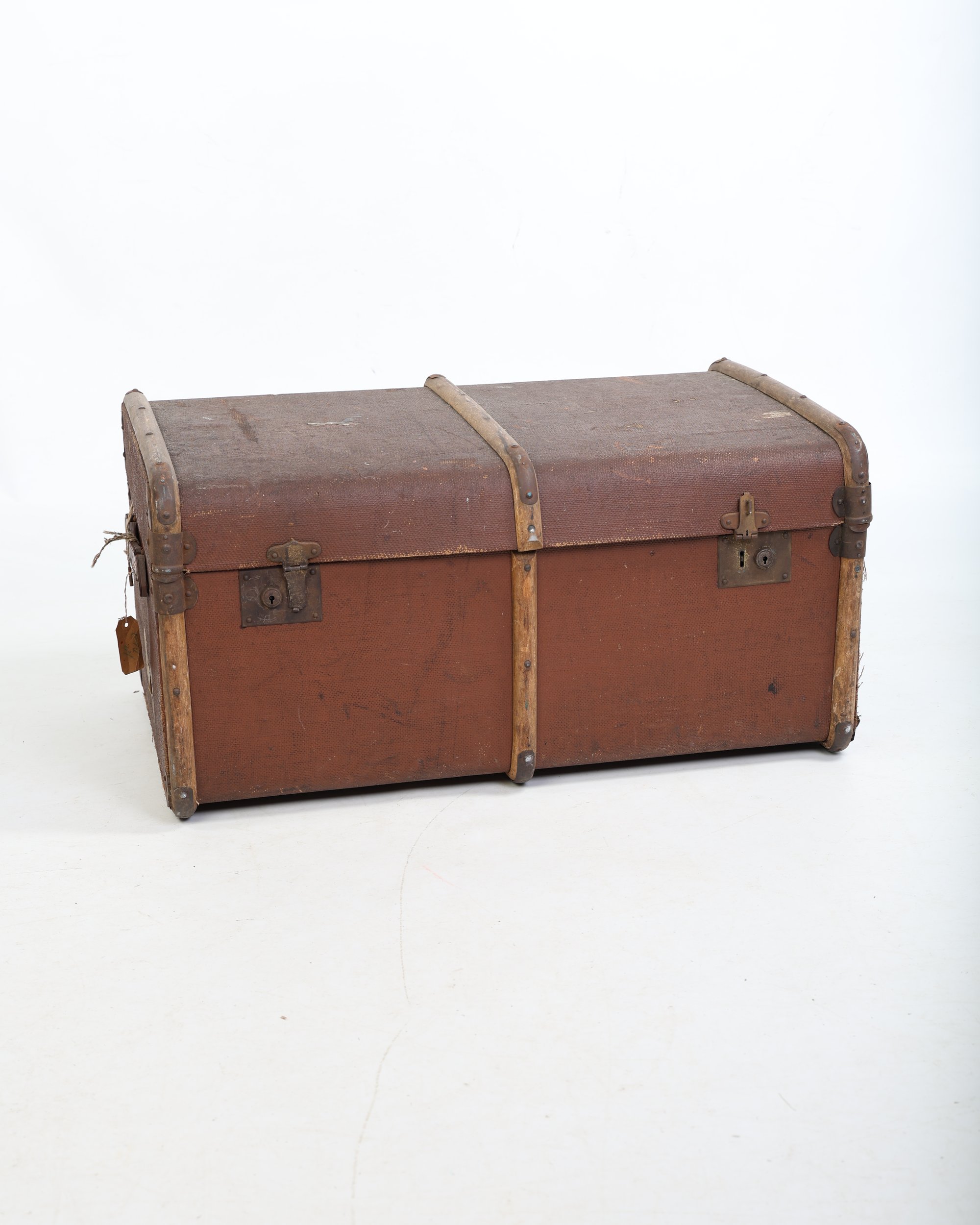 Rustic Bound Wooden Steamer Trunk Storage Chest