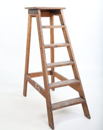 Rustic Wooden Stepladder with White Painted Number Detail