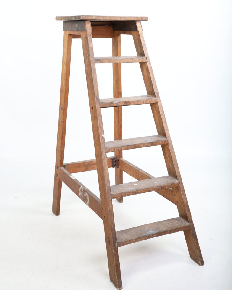Rustic Wooden Stepladder with White Painted Number Detail