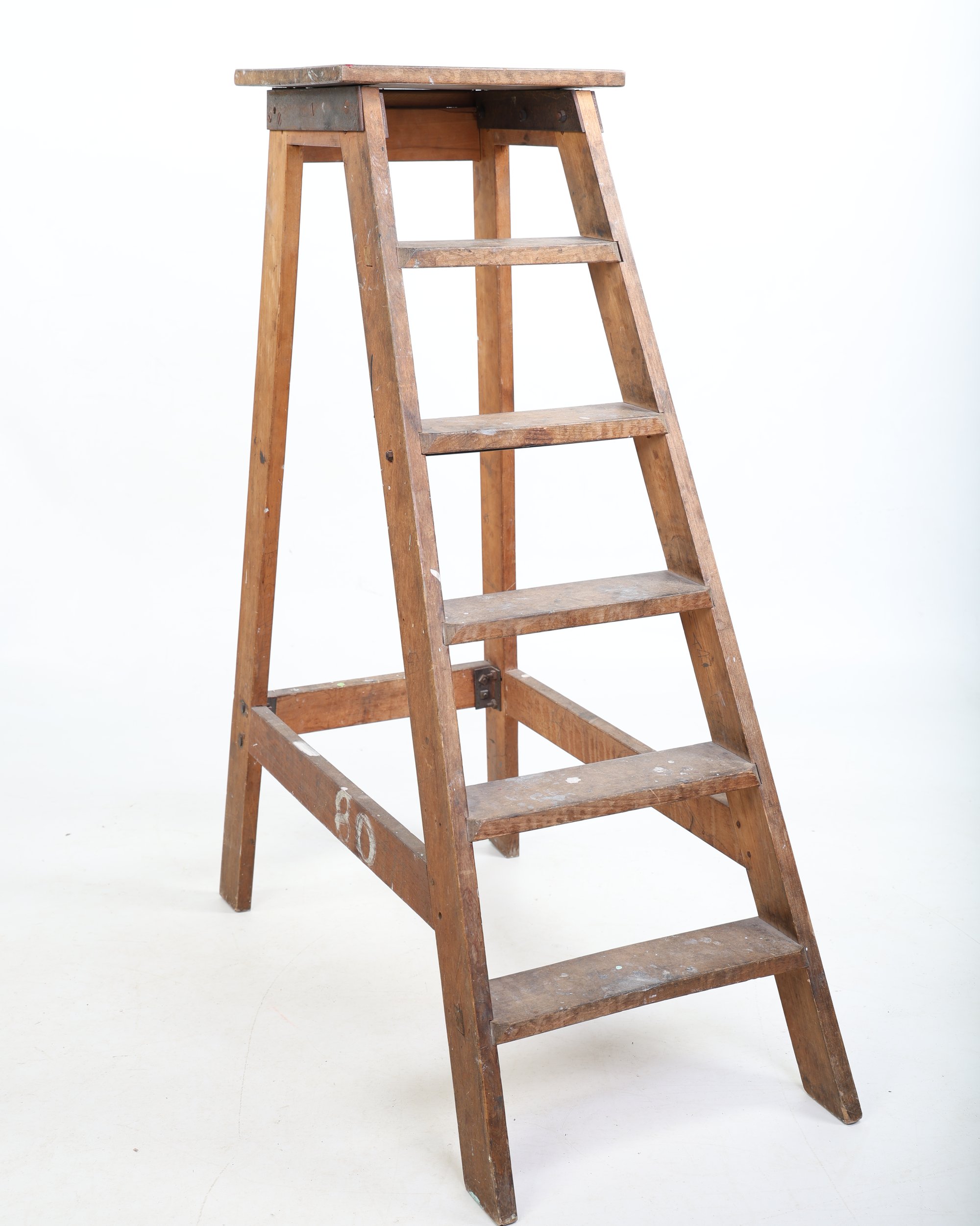 Rustic Wooden Stepladder with White Painted Number Detail