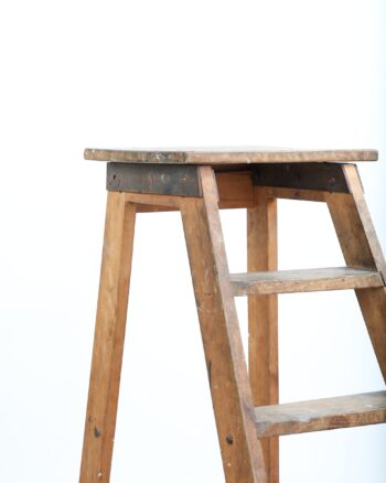 Rustic Wooden Stepladder with White Painted Number Detail