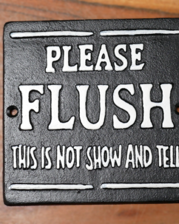 Cast Iron Please Flush Bathroom Wall Sign