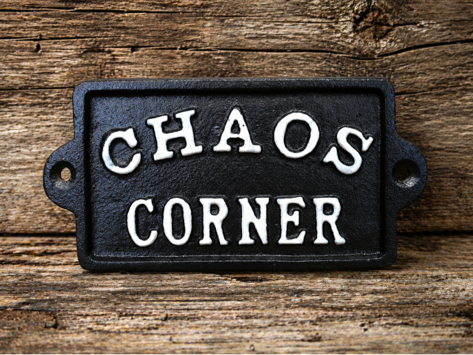 Chaos Corner Cast Iron Sign