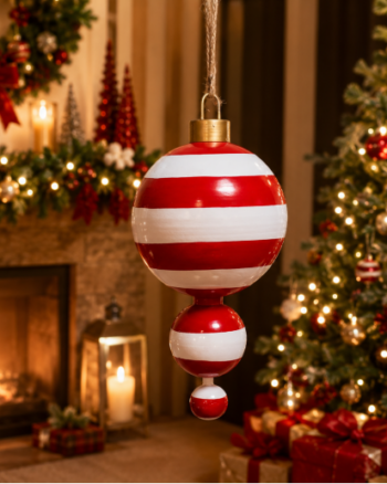 Red Stripe Decoration Large