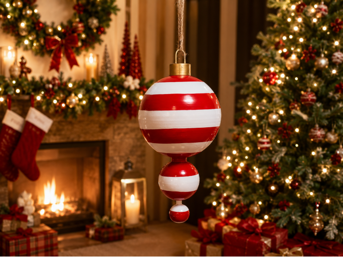 Red Stripe Decoration Large