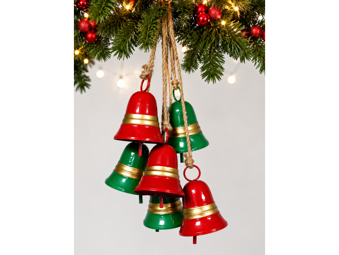Christmas Bells On Rope hanging festive decoration