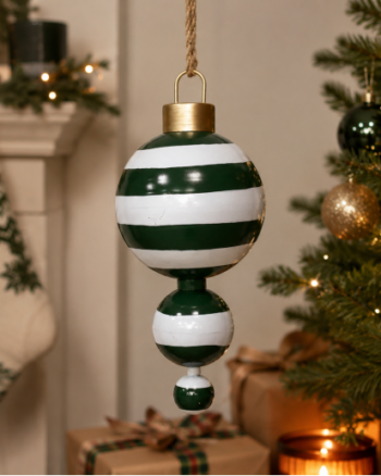 Green Stripe Hanging Christmas Decoration Small