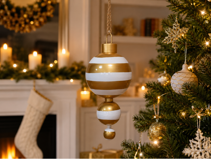 Gold Stripe Decoration Small Hanging Festive Ornament