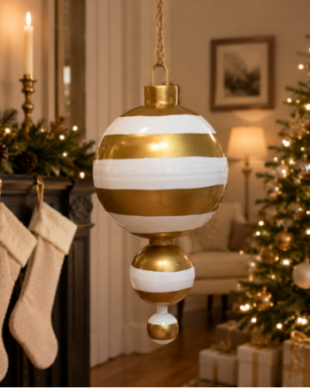 Large Gold Stripe Christmas Hanging Decoration
