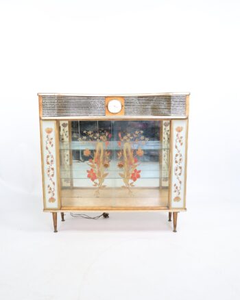 Retro Style Glazed Display Cabinet with Westclox Clock
