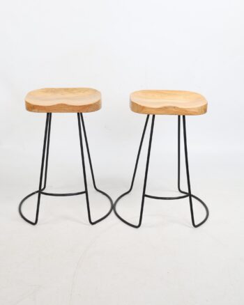 Pair of Modern Tractor Seat Style Bar Stools with Metal Bases