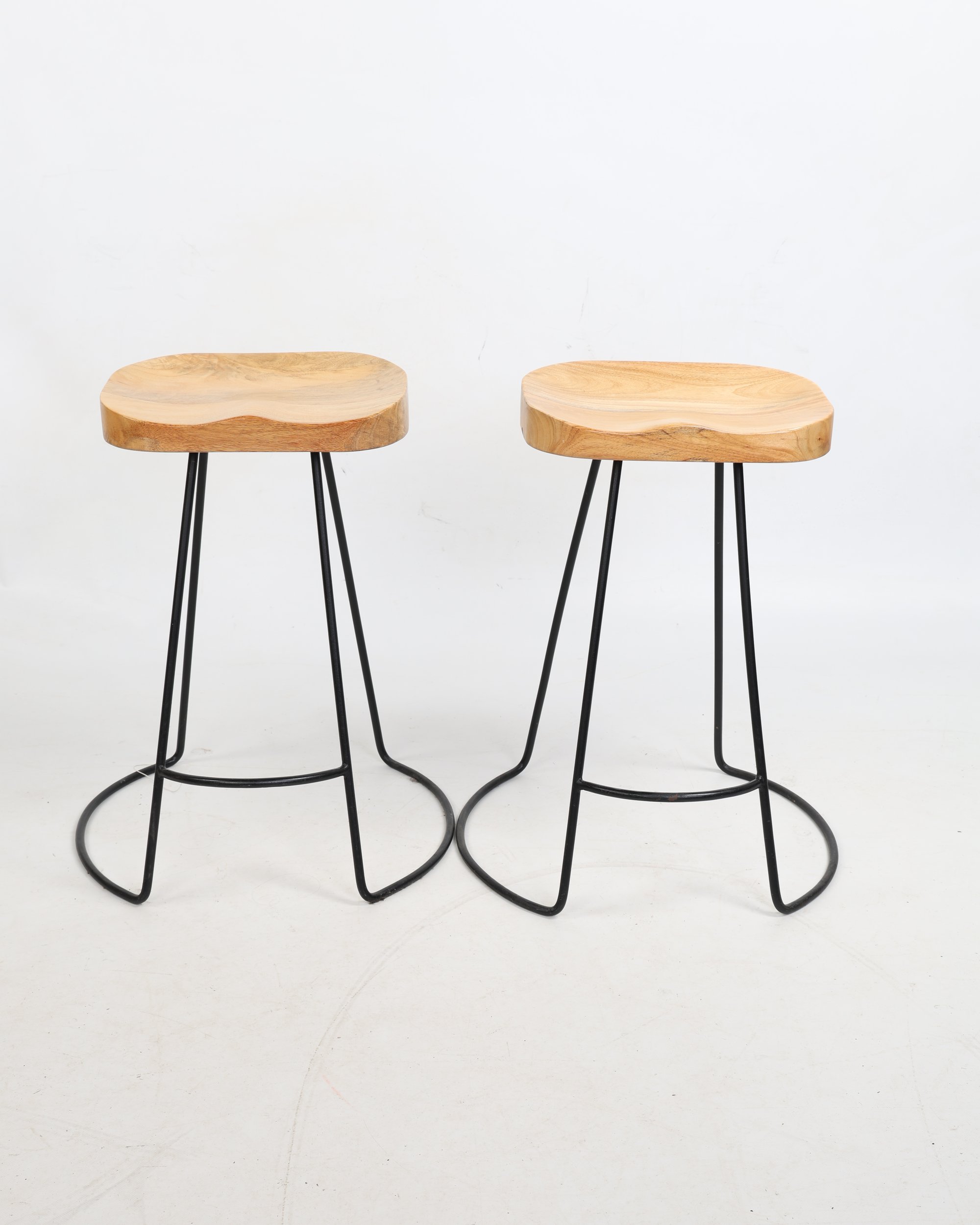 Pair of Modern Tractor Seat Style Bar Stools with Metal Bases