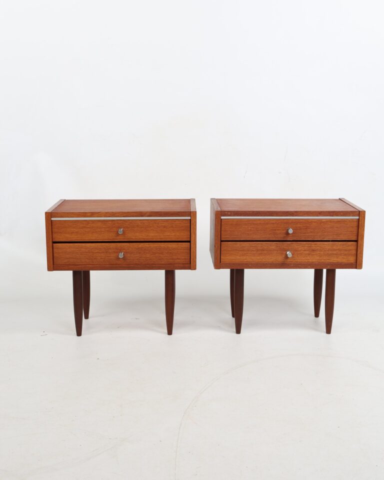 Pair of Mid Century Style Two Drawer Bedside Cabinets