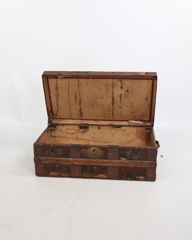 Rustic Wooden Steamer Trunk with Iron Bands