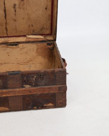 Rustic Wooden Steamer Trunk with Iron Bands
