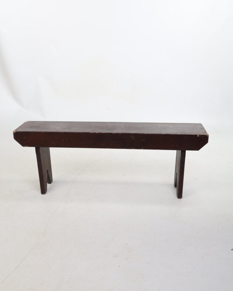 Rustic Dark Brown Wooden Trestle Bench