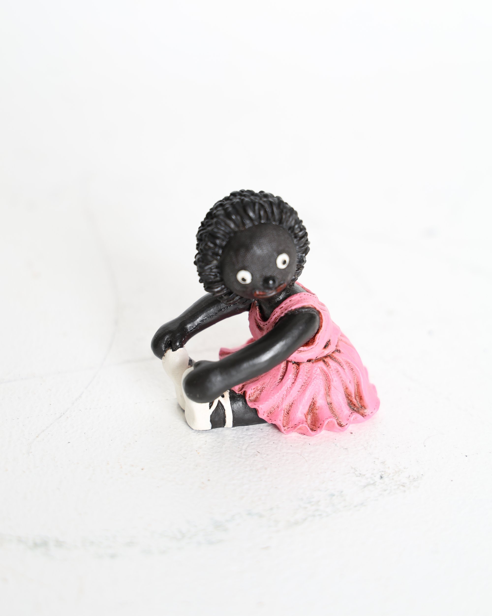Golly Style Seated Ballerina Plastic Figurine