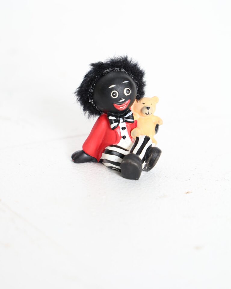 Vintage Golly Figurine Seated with Teddy Bear