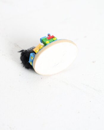 Vintage Style Golly Figurine with Toy Train on Track