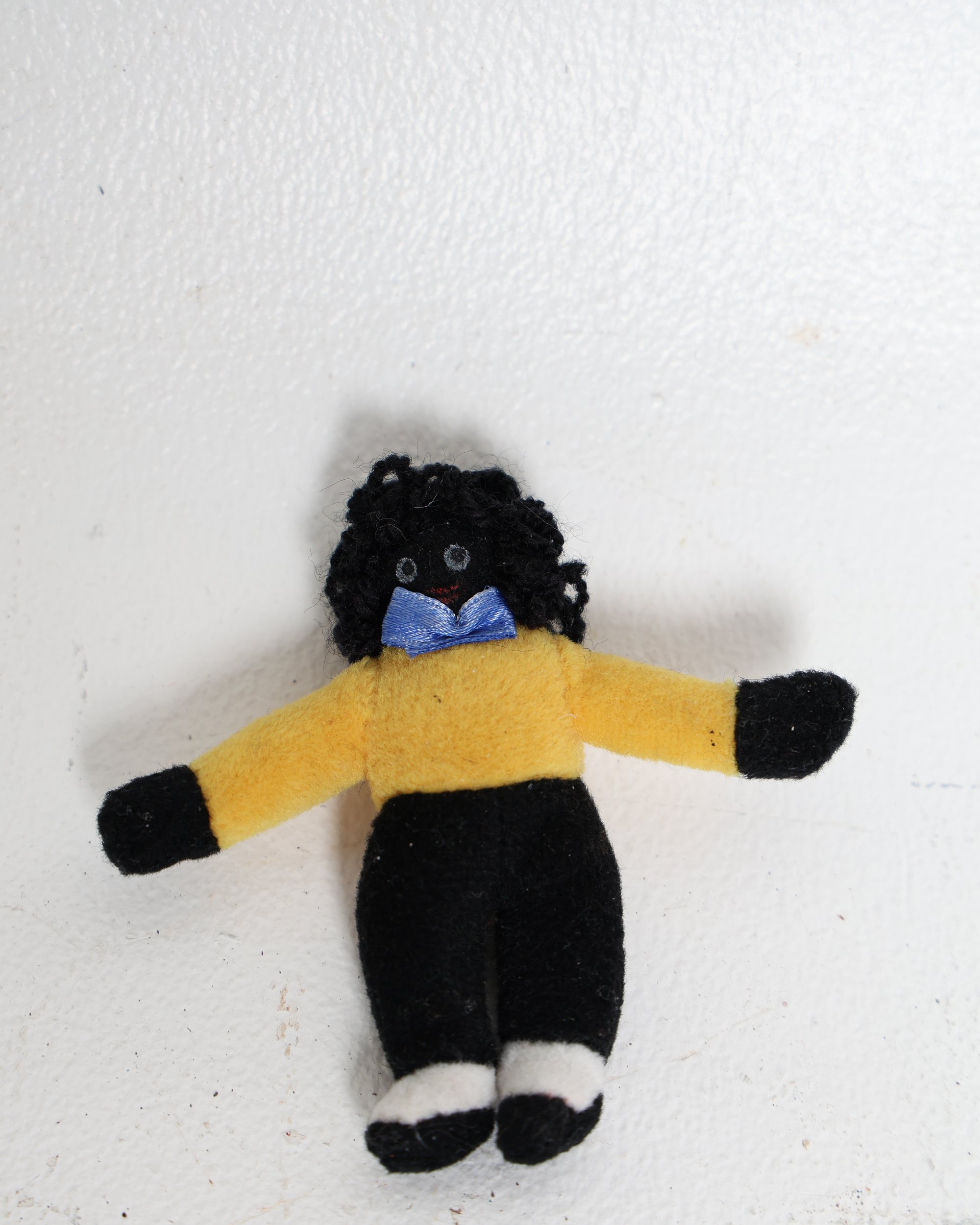 Small Soft Fabric Golliwog Doll with Blue Bow Tie