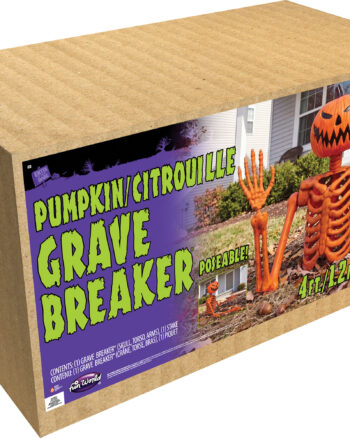Orange Halloween Pumpkin Skeleton Grave Breaker Prop 1.2m