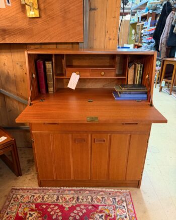 Mid Century Wooden Writing Bureau with Drawers and Cupboard