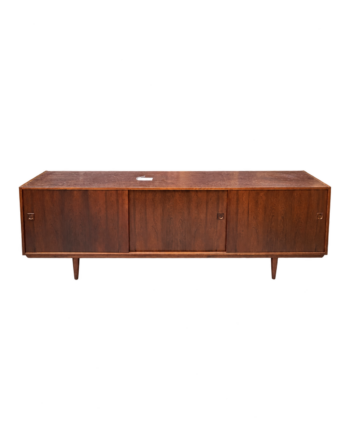 Mid Century Long Wooden Sideboard with Sliding Doors