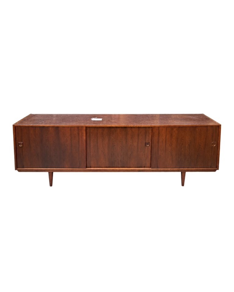 Mid Century Long Wooden Sideboard with Sliding Doors