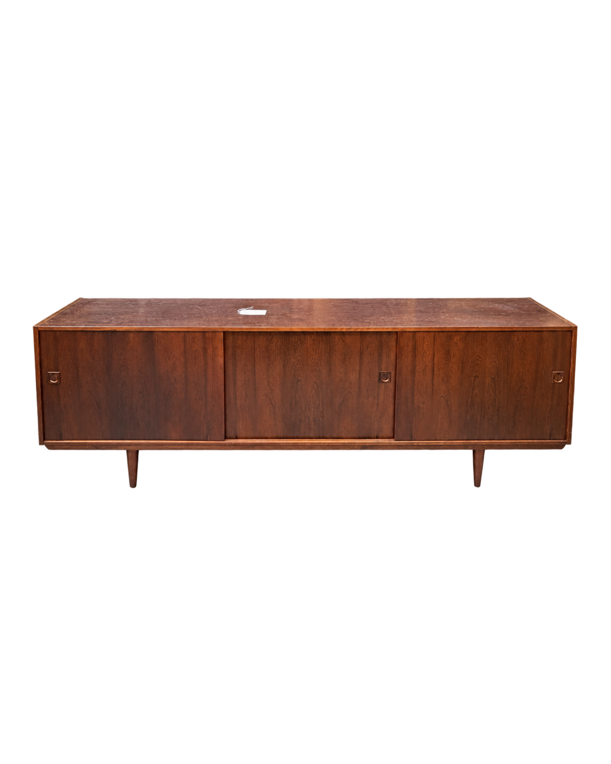 Mid Century Long Wooden Sideboard with Sliding Doors
