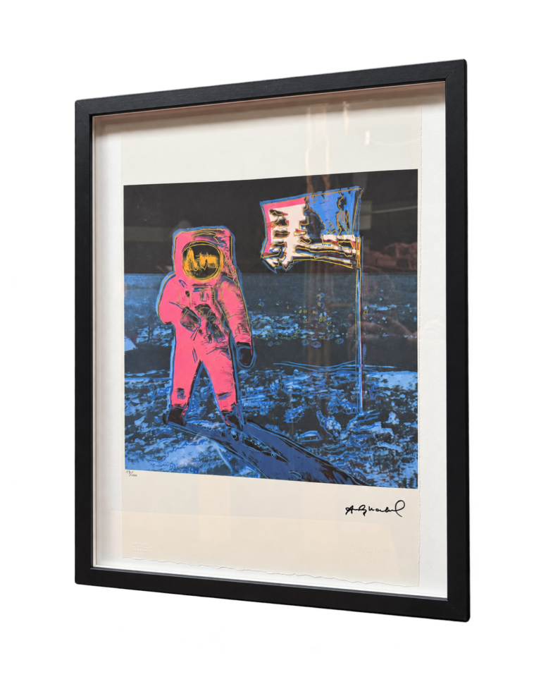 Framed Pop Art Astronaut Print in Pink and Blue