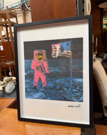 Framed Pop Art Astronaut Print in Pink and Blue