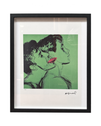 Framed Green Double Portrait Pop Art Print with Black Frame