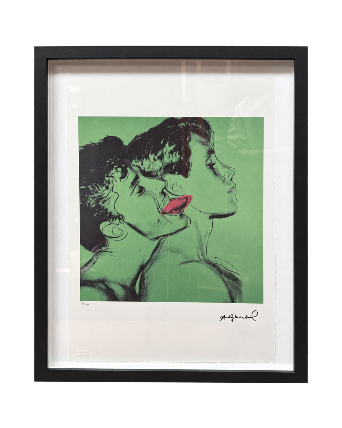 Framed Green Double Portrait Pop Art Print with Black Frame