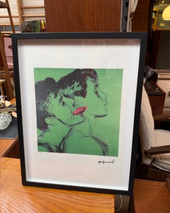 Framed Green Double Portrait Pop Art Print with Black Frame
