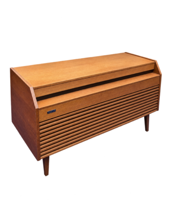 Vintage HMV Wooden Radiogram with Slatted Front Cabinet