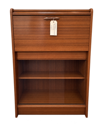 Mid Century Wooden Bureau Bookcase with Glazed Cupboard