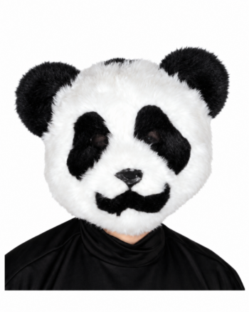 Furry Black and White Panda Face Mask